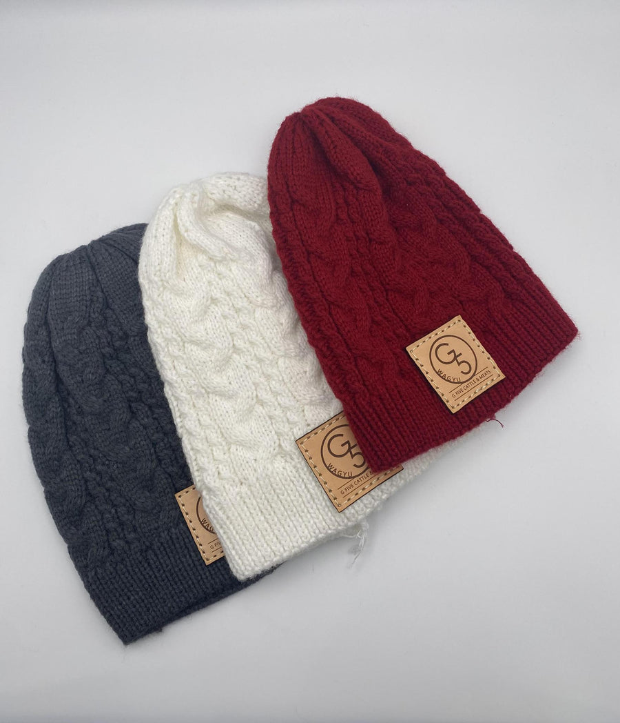 G5 Square Leather Patch Knitted Beanie
