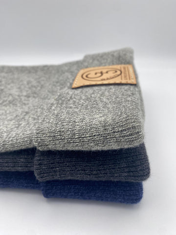 G5 Leather Square Patch Cuffed Beanie